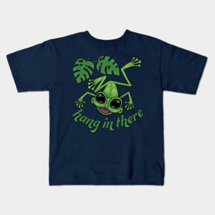 Hang In There Happy Green Tree Frog Kids T-Shirt